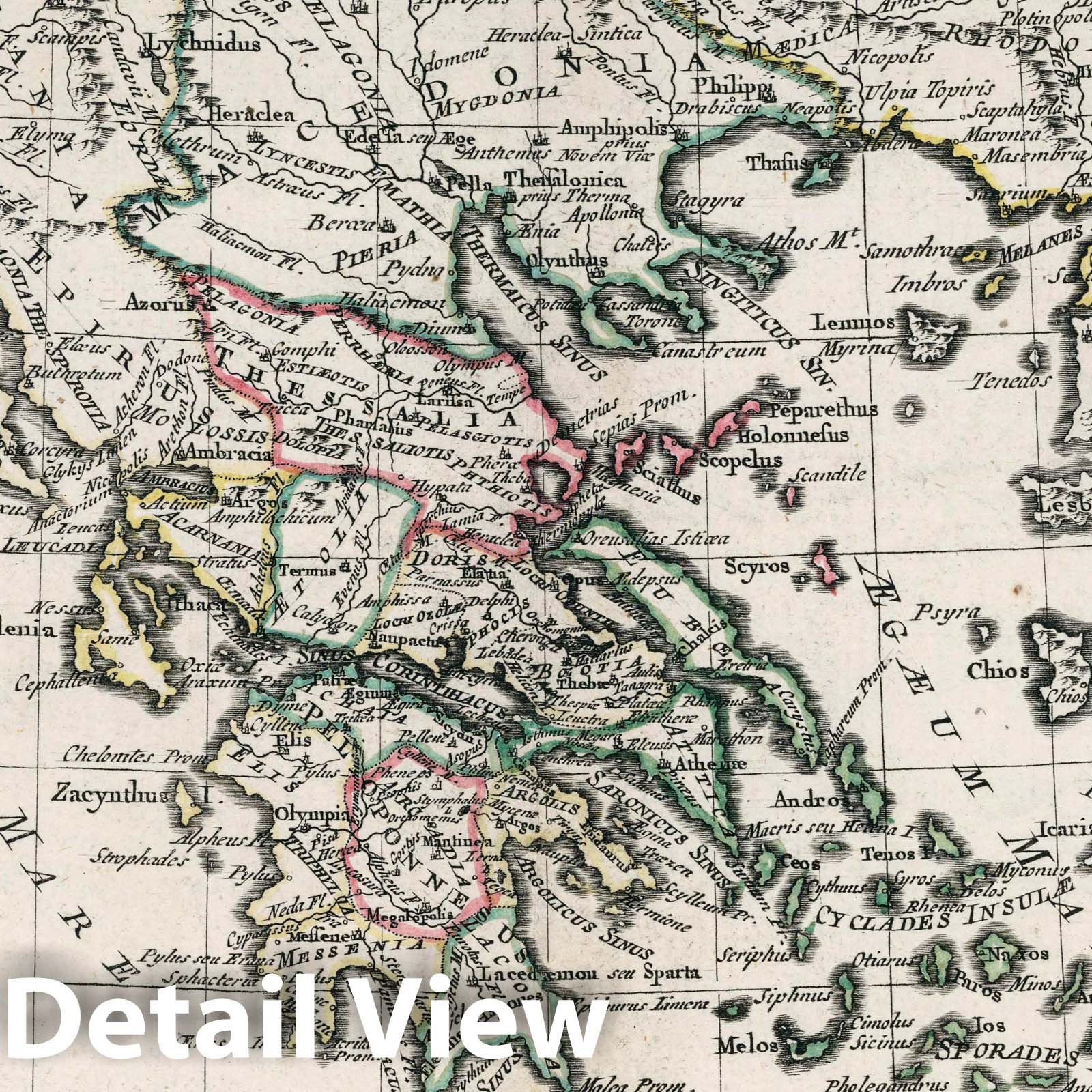 Ancient Greece - River Map, 1789 - Historical Map Print