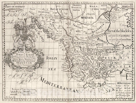 Historic Map : A New map of Turky in Europe, 1700 Atlas - Vintage Wall Art