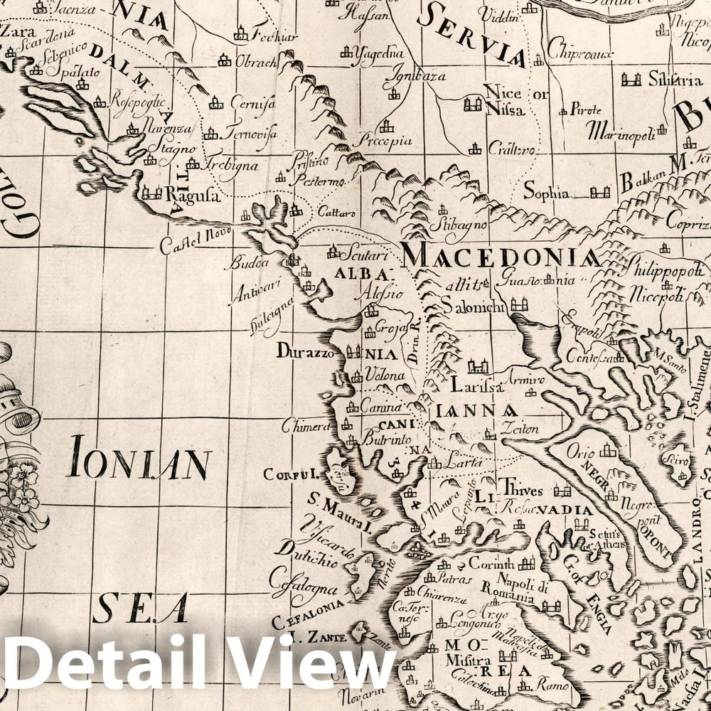 Historic Map : A New map of Turky in Europe, 1700 Atlas - Vintage Wall Art