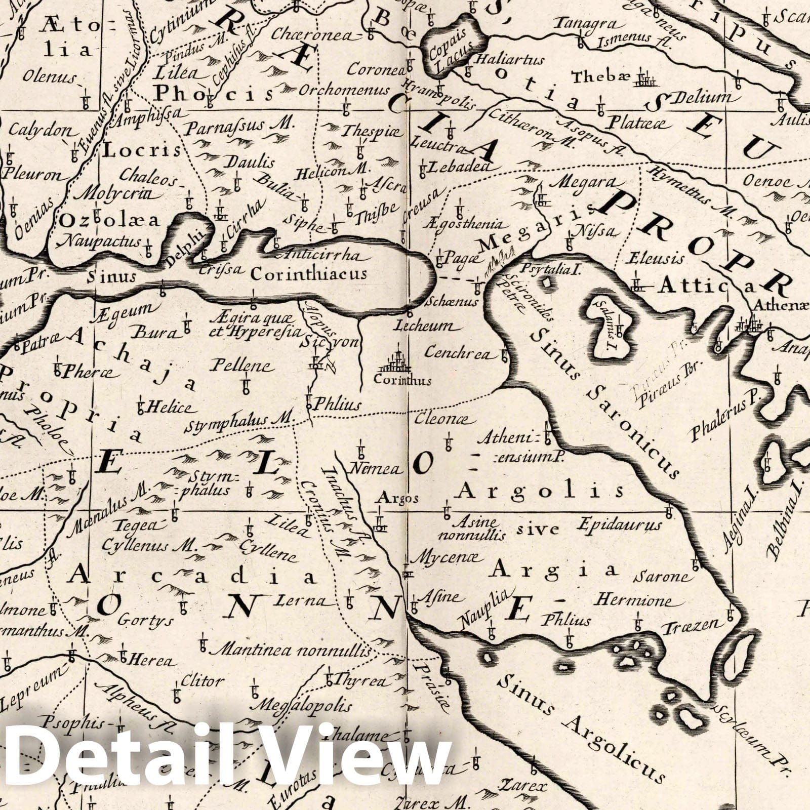 Southern and Central Greece: Epirus, Hellas, and Peloponnesus - River Map, 1700