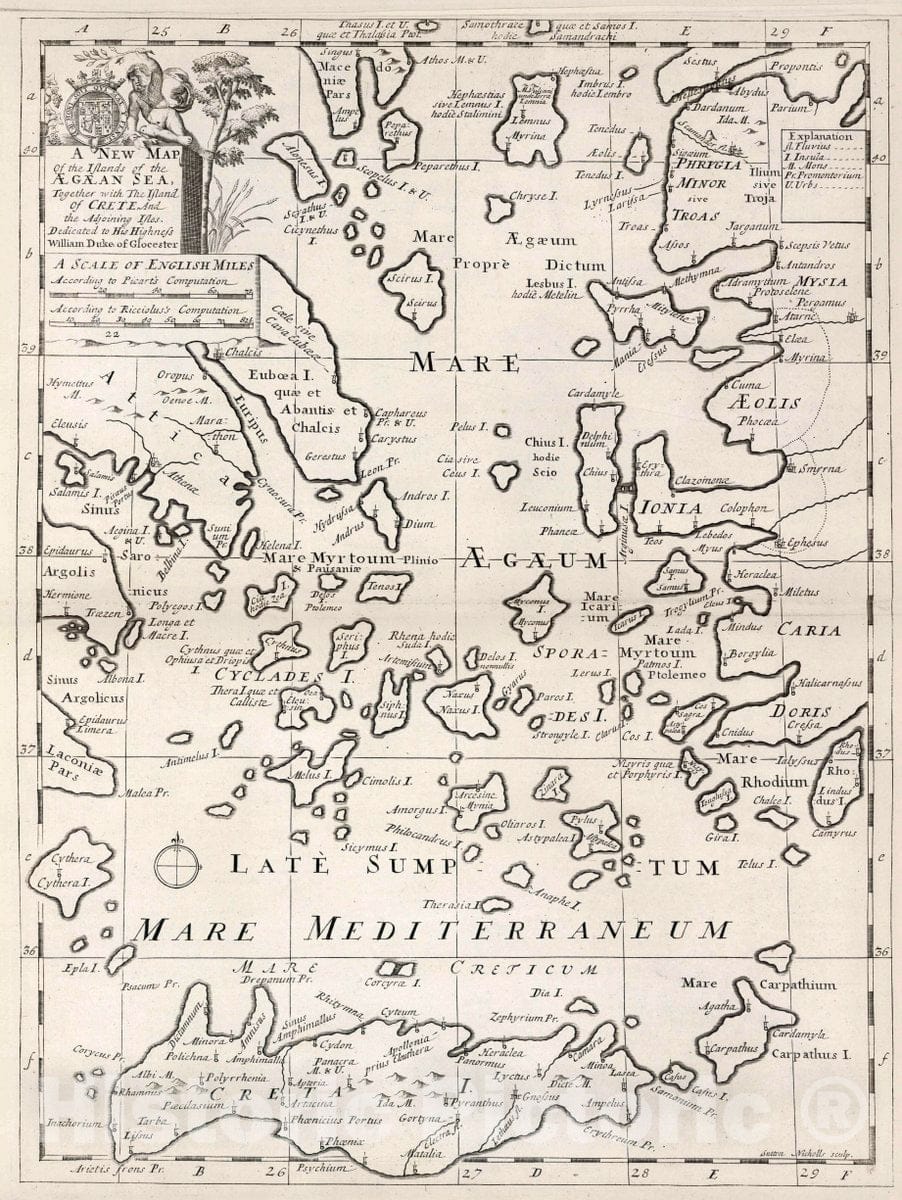 Historic Map : A New map of The Islands of The Aegaean Sea, 1700 Atlas - Vintage Wall Art