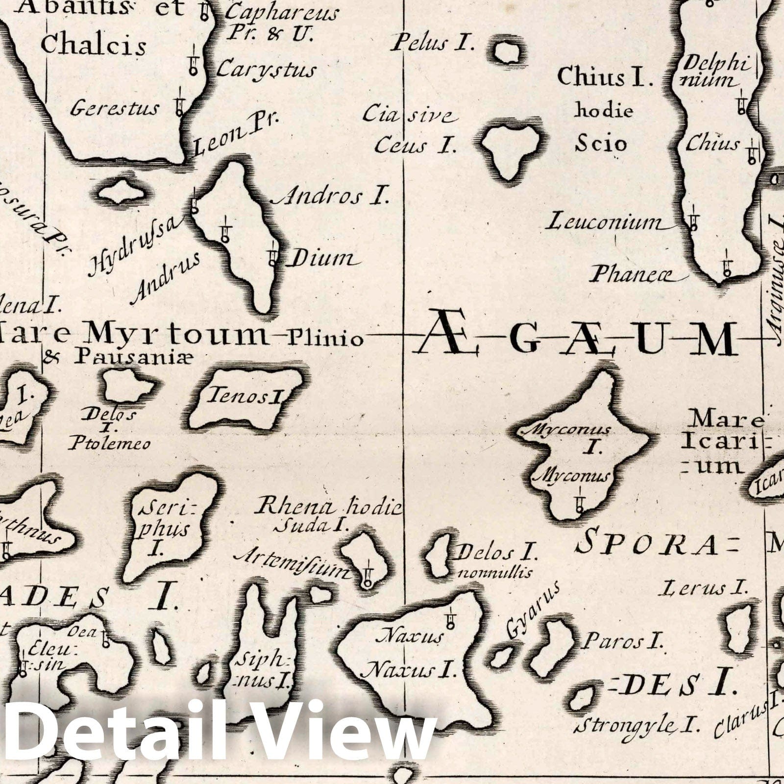 Aegean Sea and Crete - River Map, 1700 - Historical Map Print