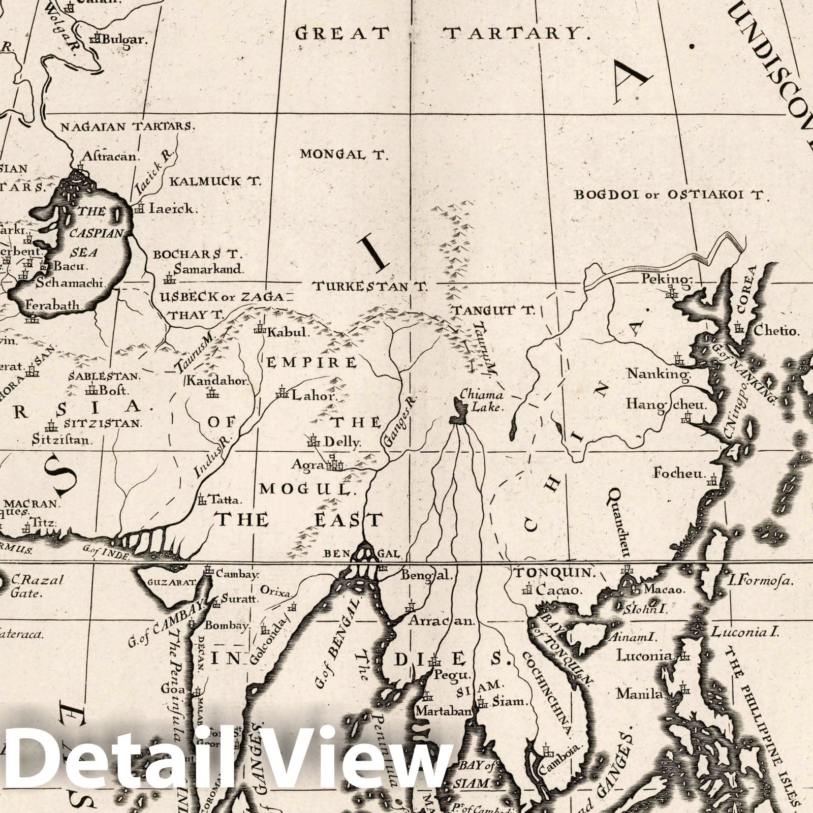 Asia - River Map, 1700 - Historical Map Print