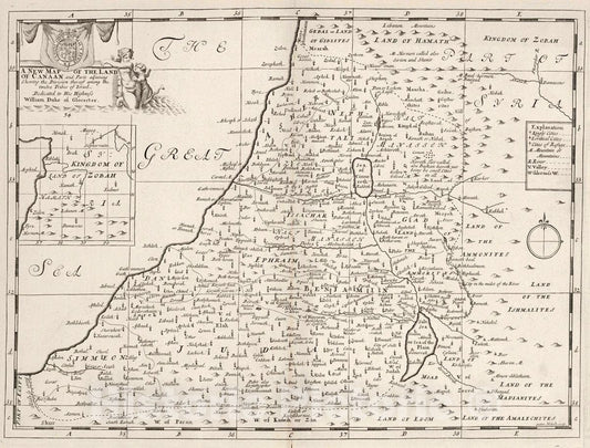 Historic Map : A New map of The Land of Canaan, 1700 Atlas - Vintage Wall Art