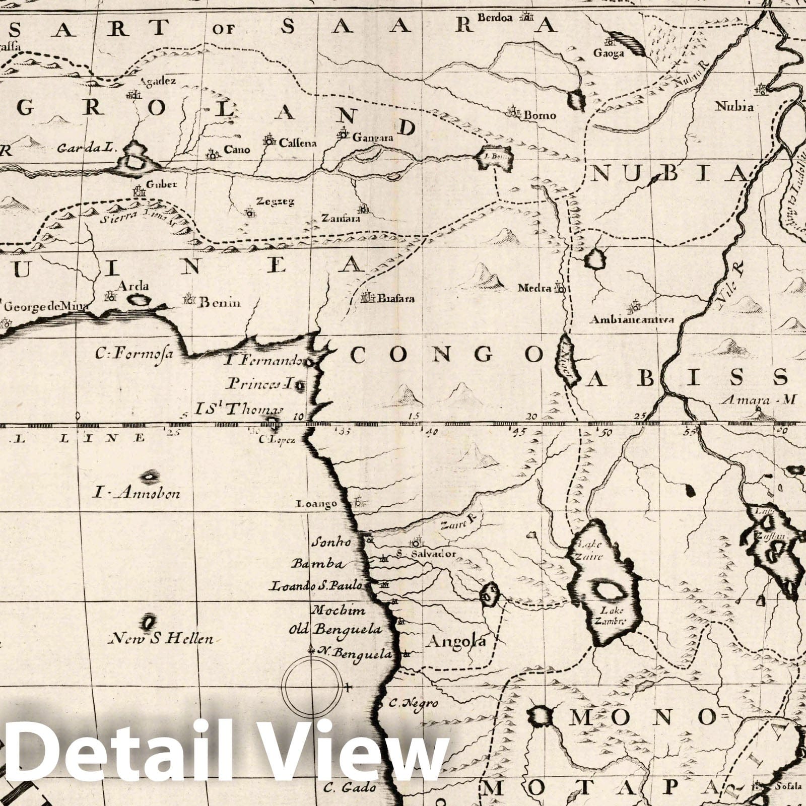 Africa - River Map, 1700 - Historical Map Print