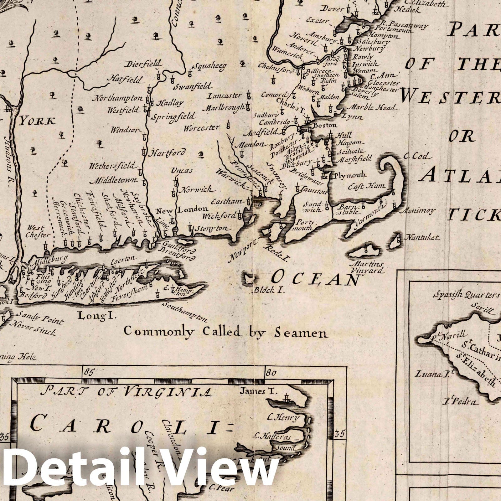 Historic Map : A New map of The Most considerable plantations of The English in America, 1700 Atlas - Vintage Wall Art