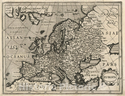 Historic Map : Europa. (to accompany) Atlas Minor Gerardi Mercatoris, 1607 Atlas - Vintage Wall Art