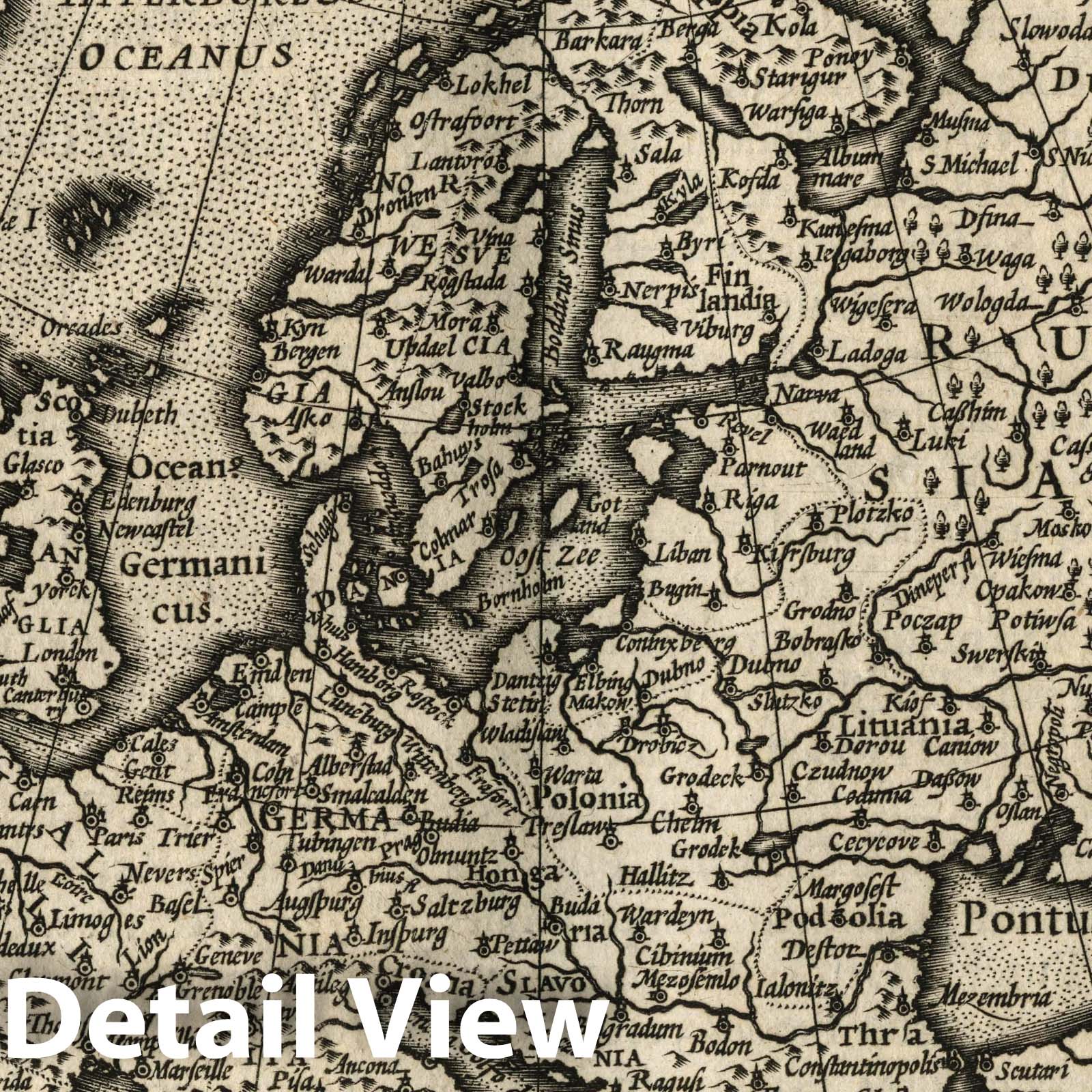 Europe - River Map, 1607 - Historical Map Print