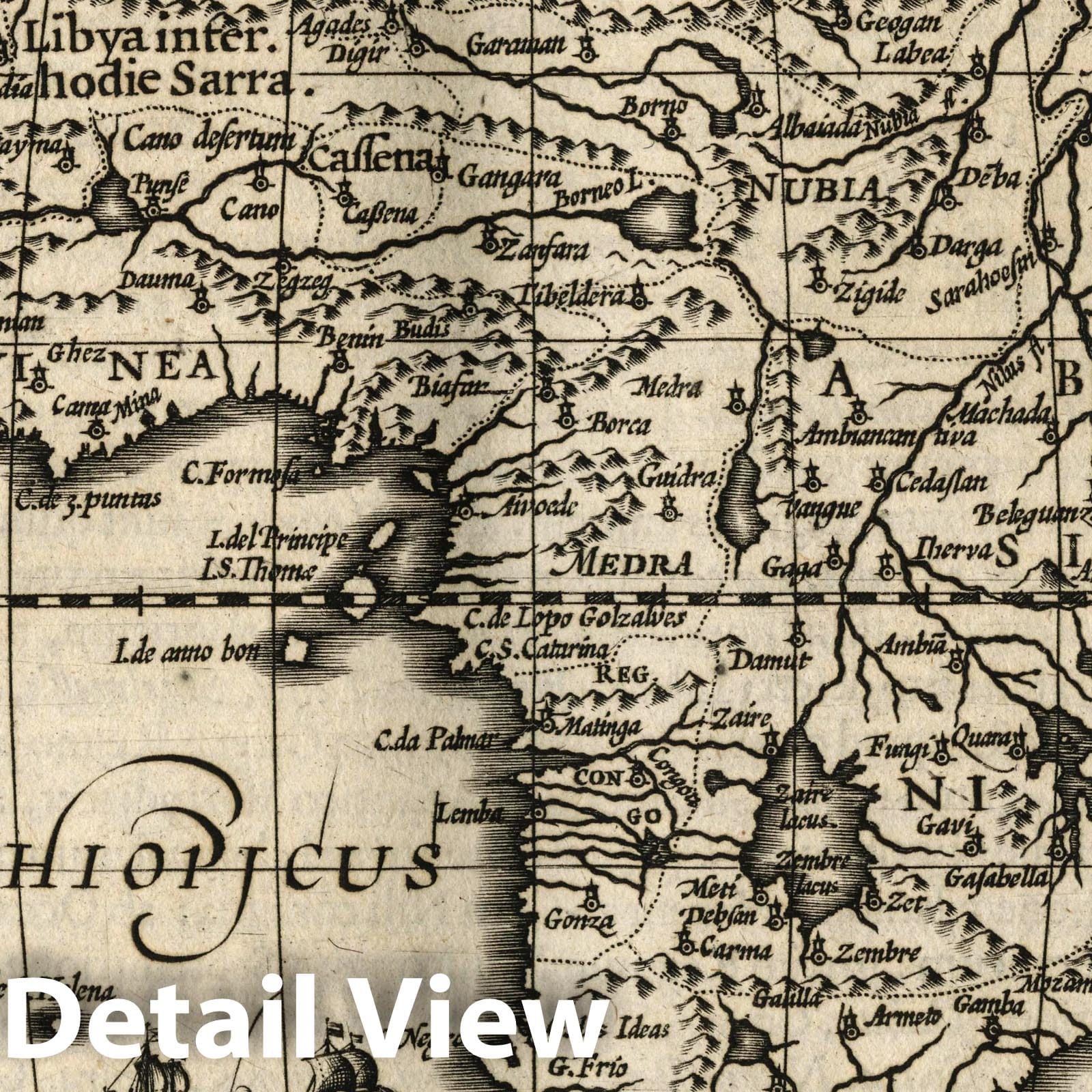 Africa - River Map, 1607 - Historical Map Print