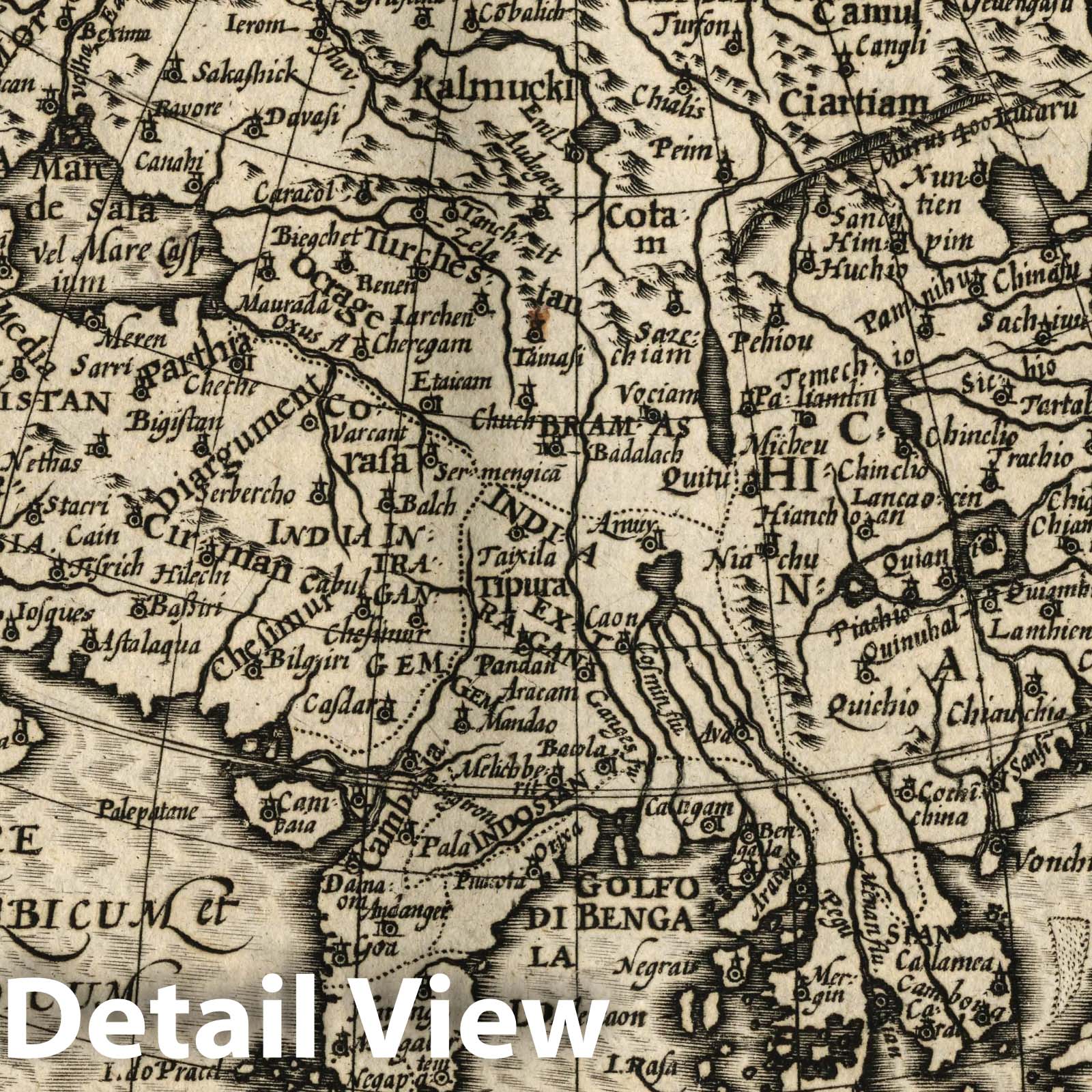 Asia - River Map, 1607 - Historical Map Print