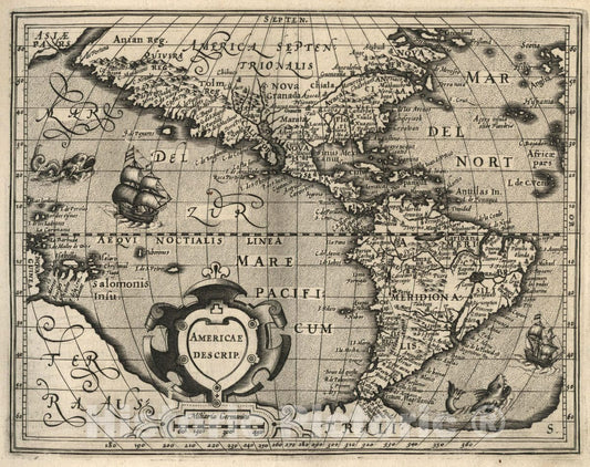 Historic Map : Americae descrip. (to accompany) Atlas Minor Gerardi Mercatoris, 1607 Atlas - Vintage Wall Art