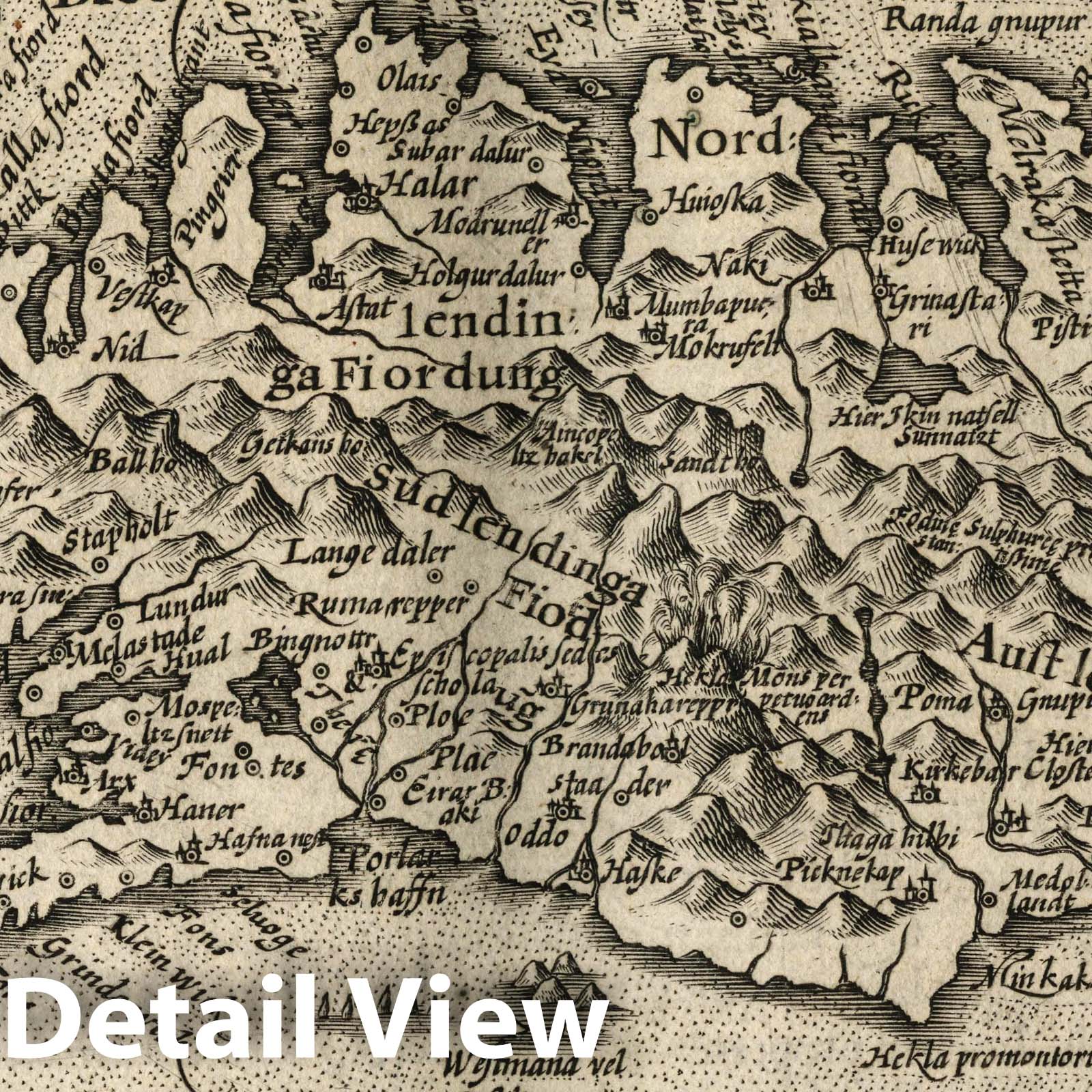 Iceland - River Map, 1607 - Historical Map Print