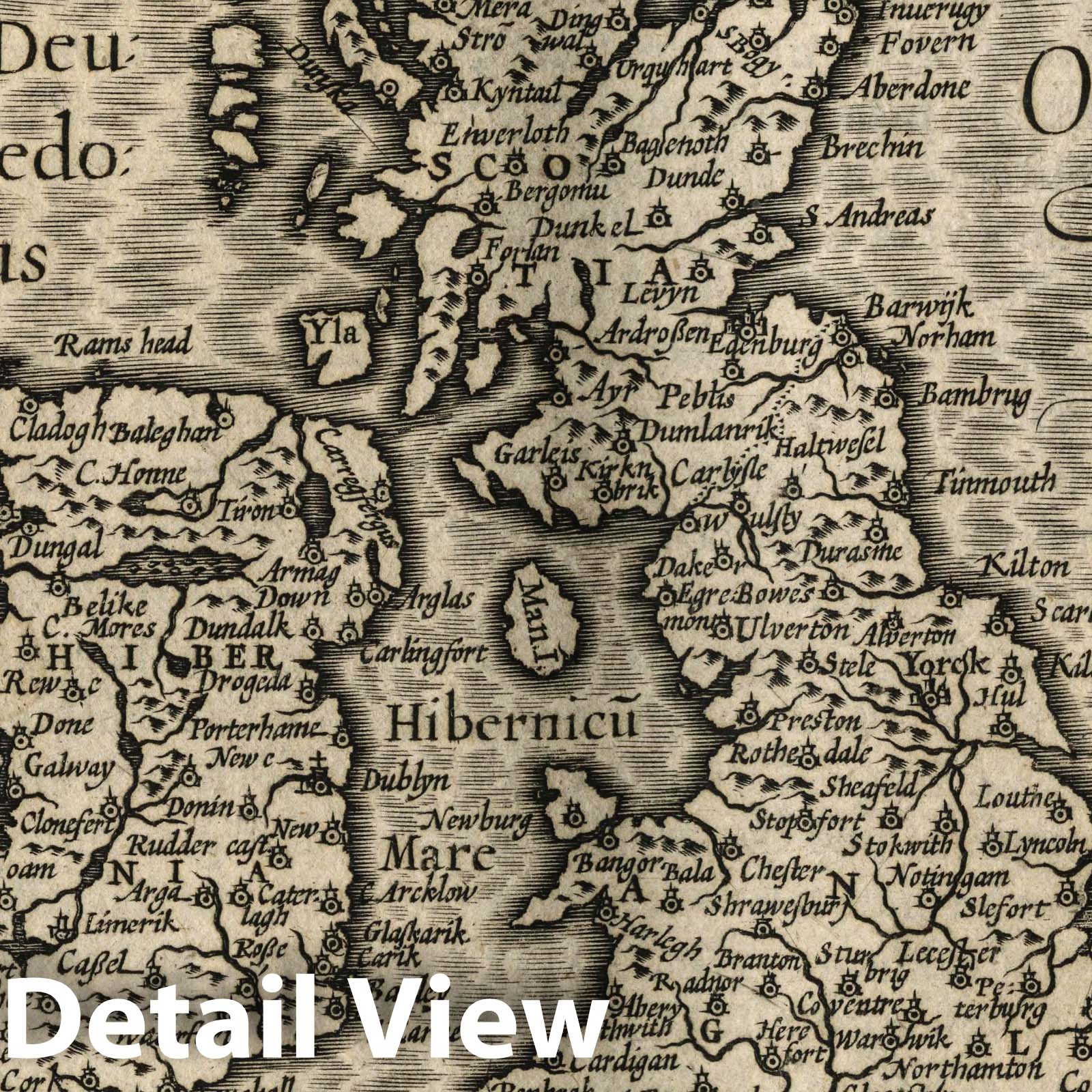 England, Scotland, and Ireland - River Map, 1607 - Historical Map Print