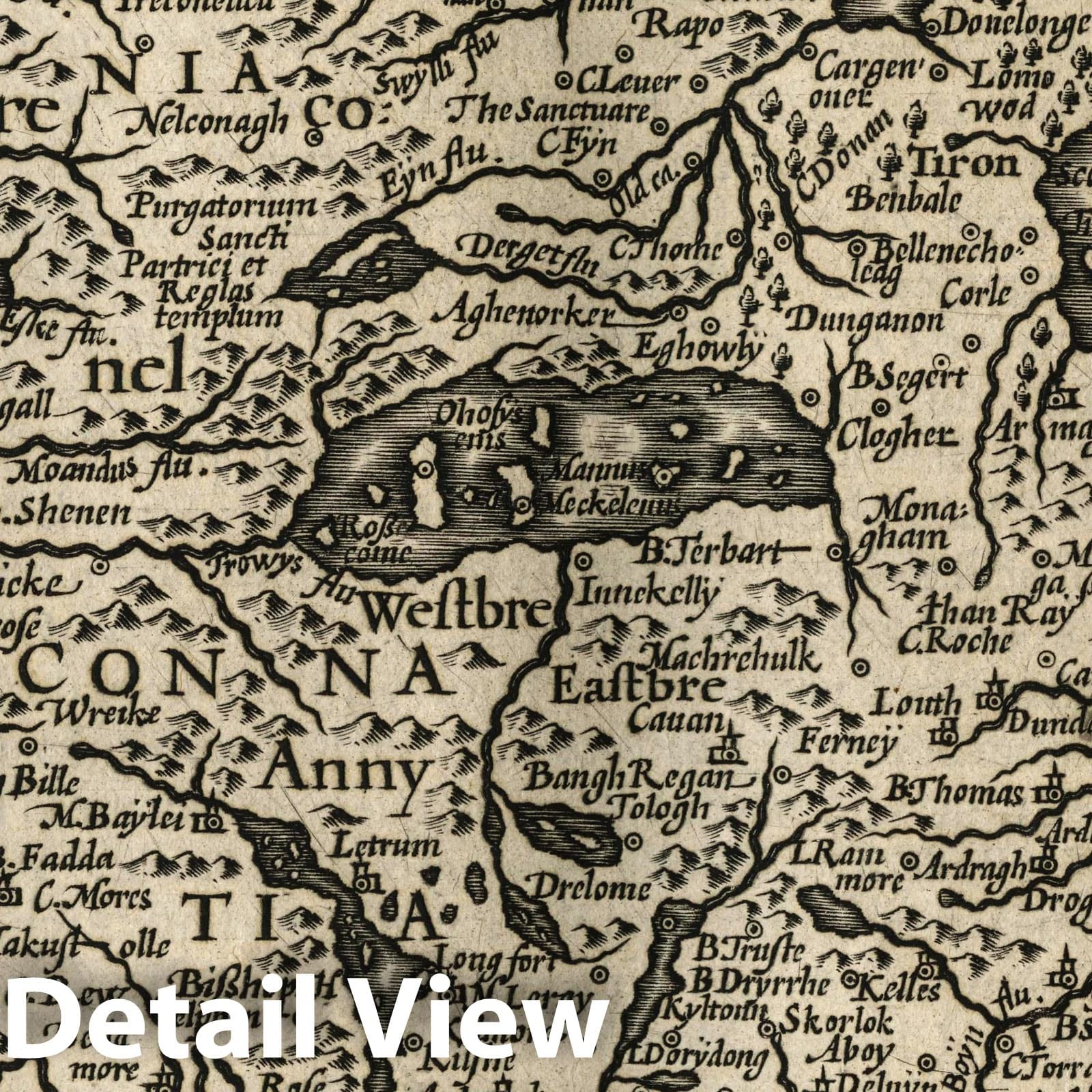 Northern Ireland - River Map, 1607 - Historical Map Print