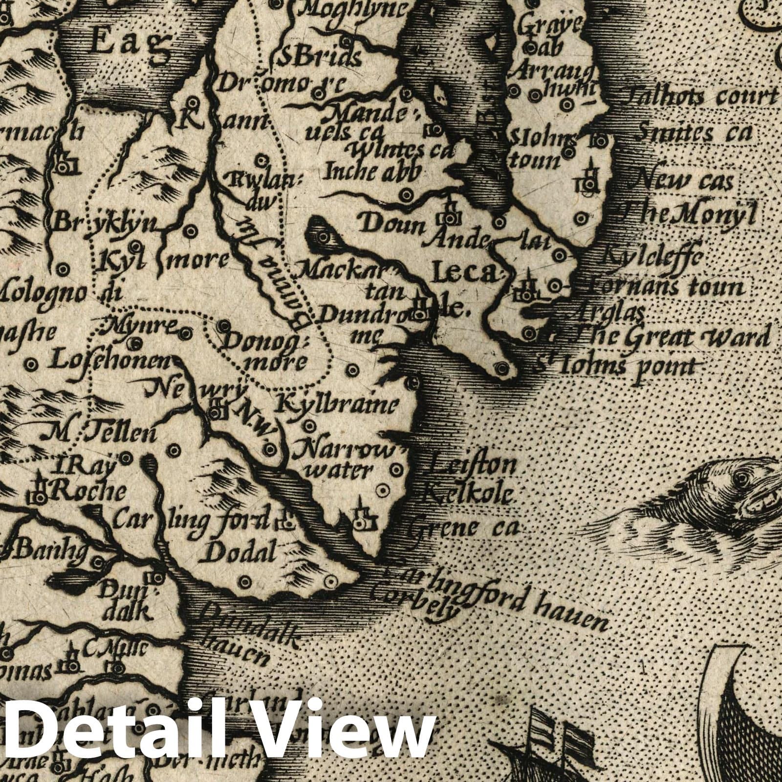 Eastern Ulster and Northern Ireland - River Map, 1607 - Historical Map Print