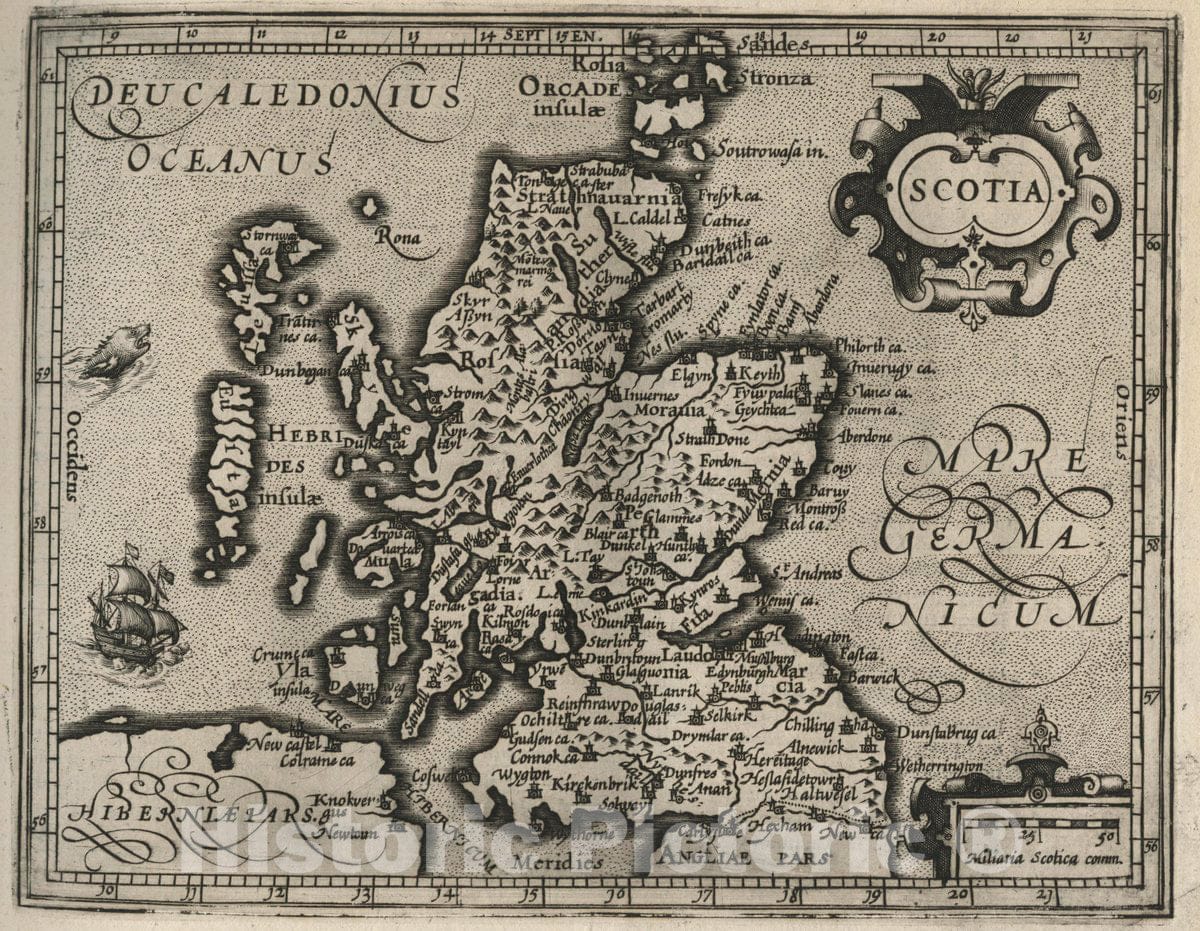 Historic Map : Scotia. (to accompany) Atlas Minor Gerardi Mercatoris, 1607 Atlas - Vintage Wall Art