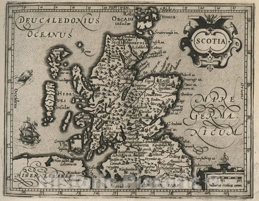 Historic Map : Scotia. (to accompany) Atlas Minor Gerardi Mercatoris, 1607 Atlas - Vintage Wall Art
