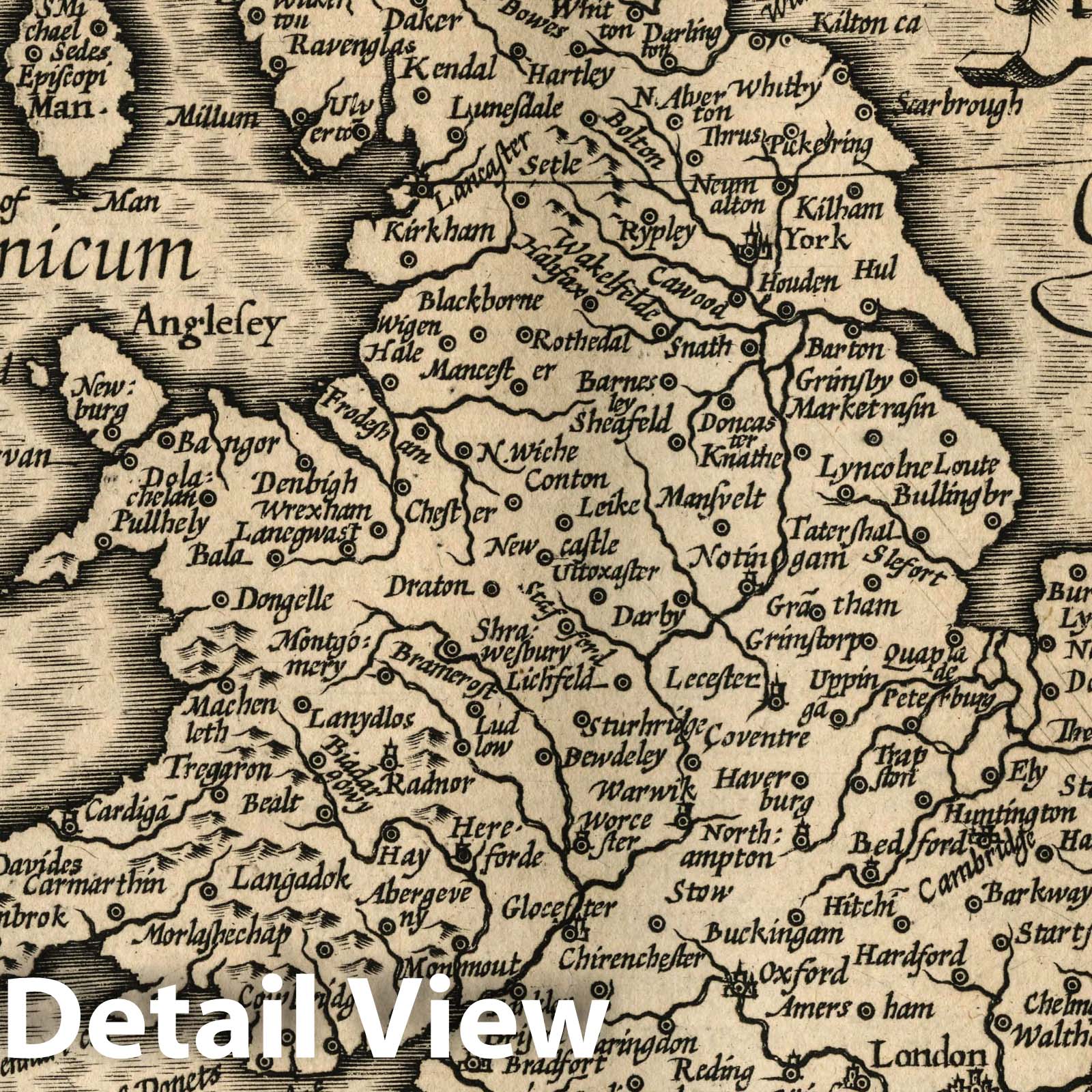 England - River Map, 1607 - Historical Map Print