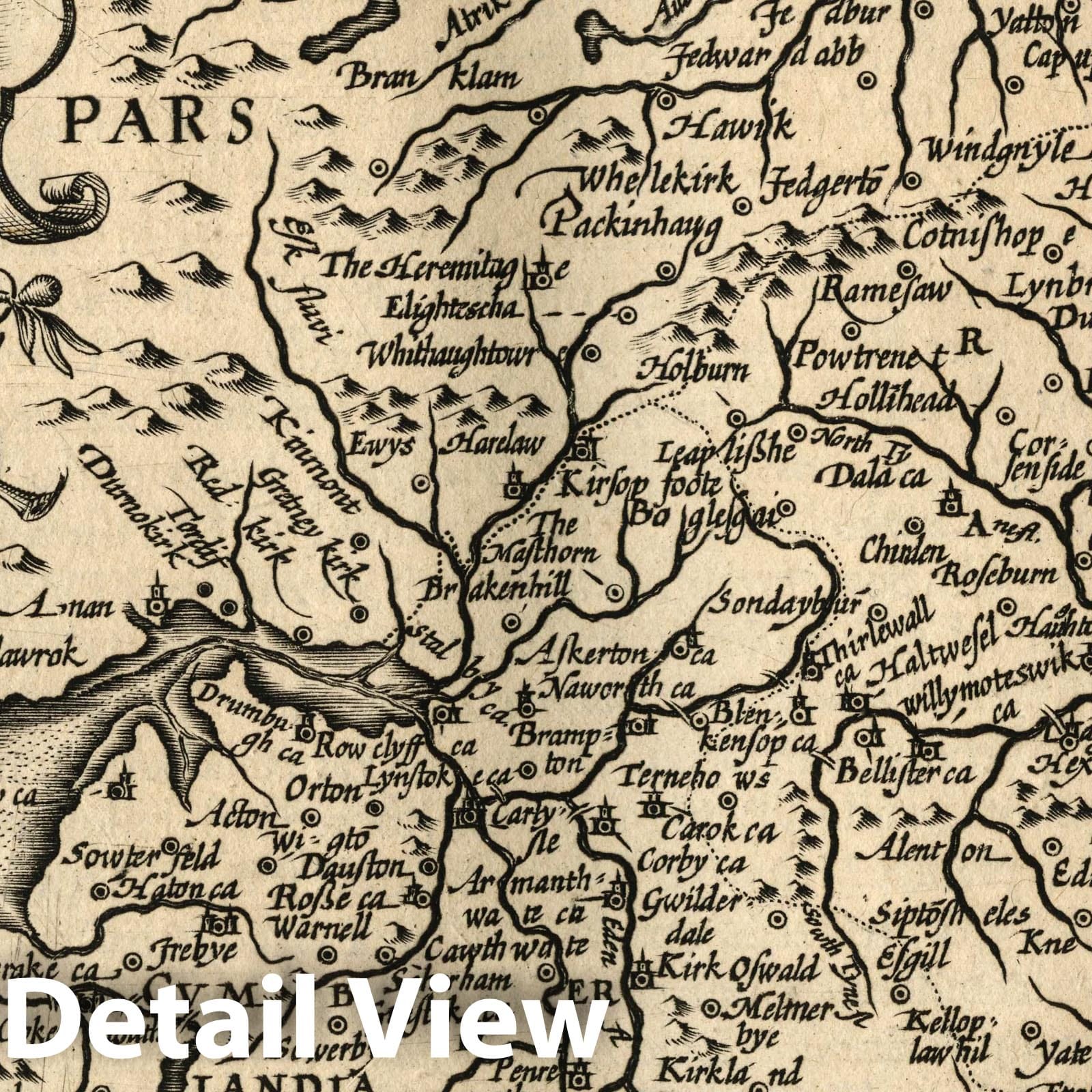 Northumbria, Cumberlandia, and Dunelmensis Episcopatus - 1607 Historical Map Print