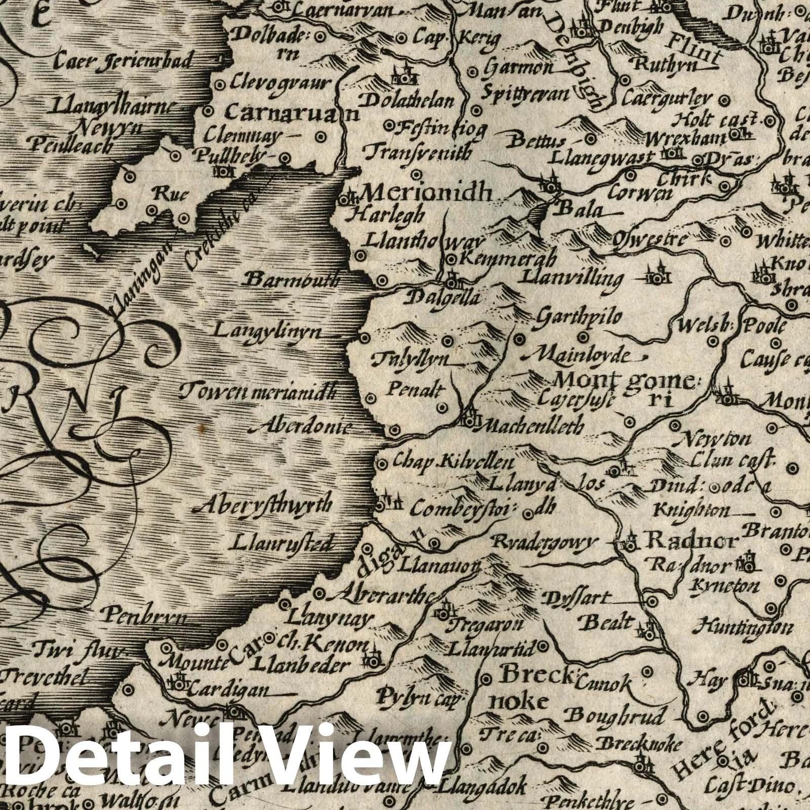 Wales - River Map, 1607 - Historical Map Print