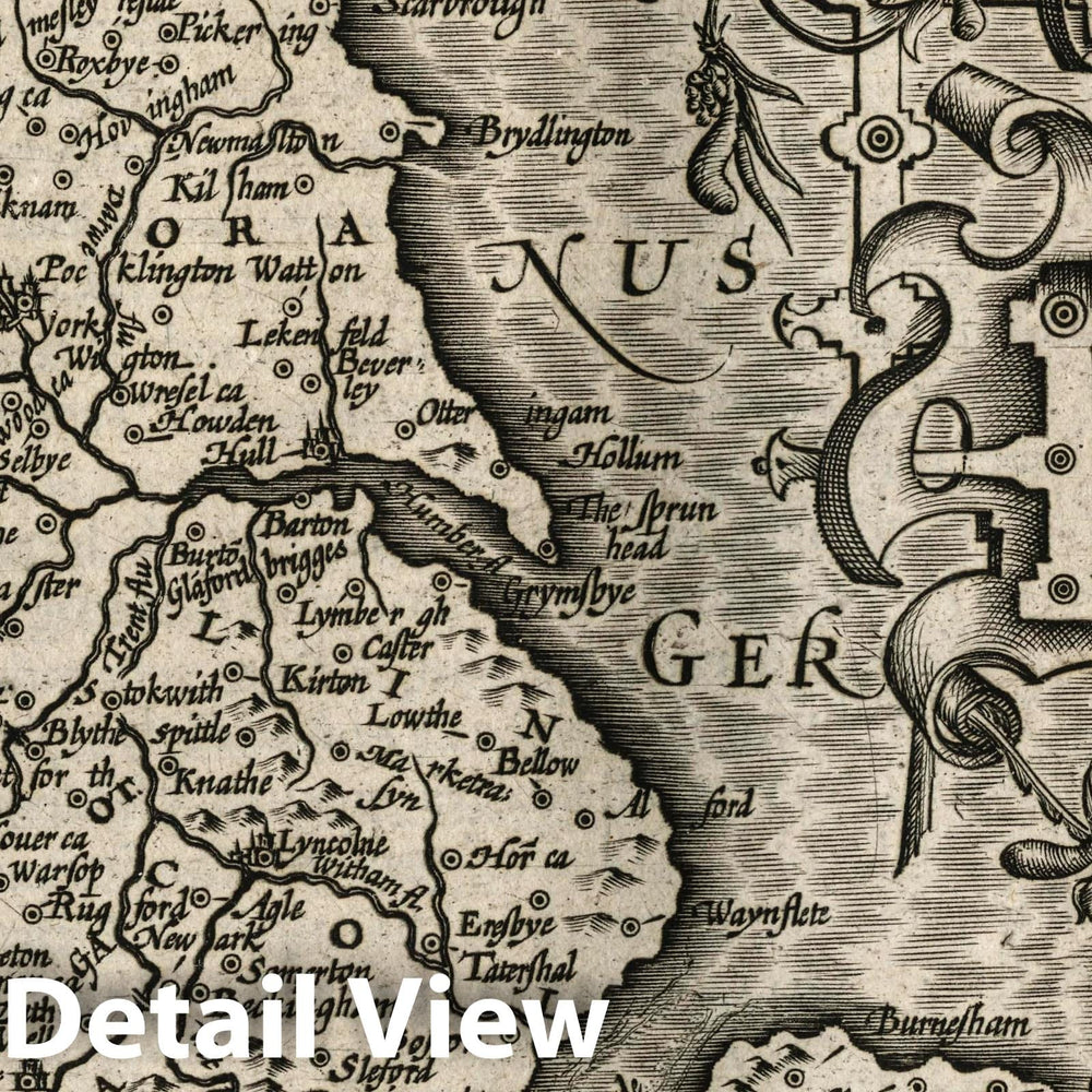 Historic Wall Map : England, Eboracum Lincolnia Derbia, Stafford, etc, 1607 Atlas , Vintage Wall Art
