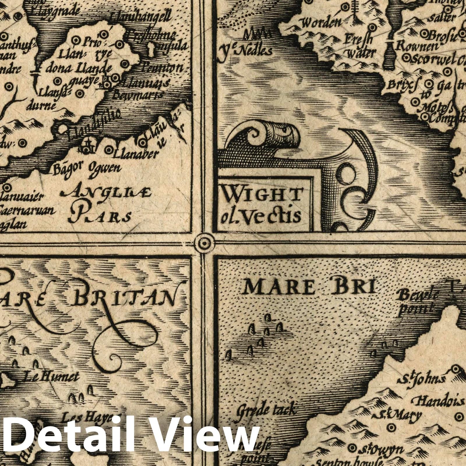 Anglesey, Isle of Wight, Guernsey, Jersey - River Map, 1607 - Historical Map Print