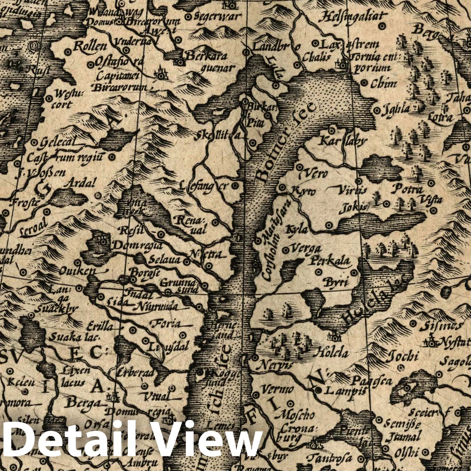 Sweden and Norway - River Map, 1607 - Historical Map Print
