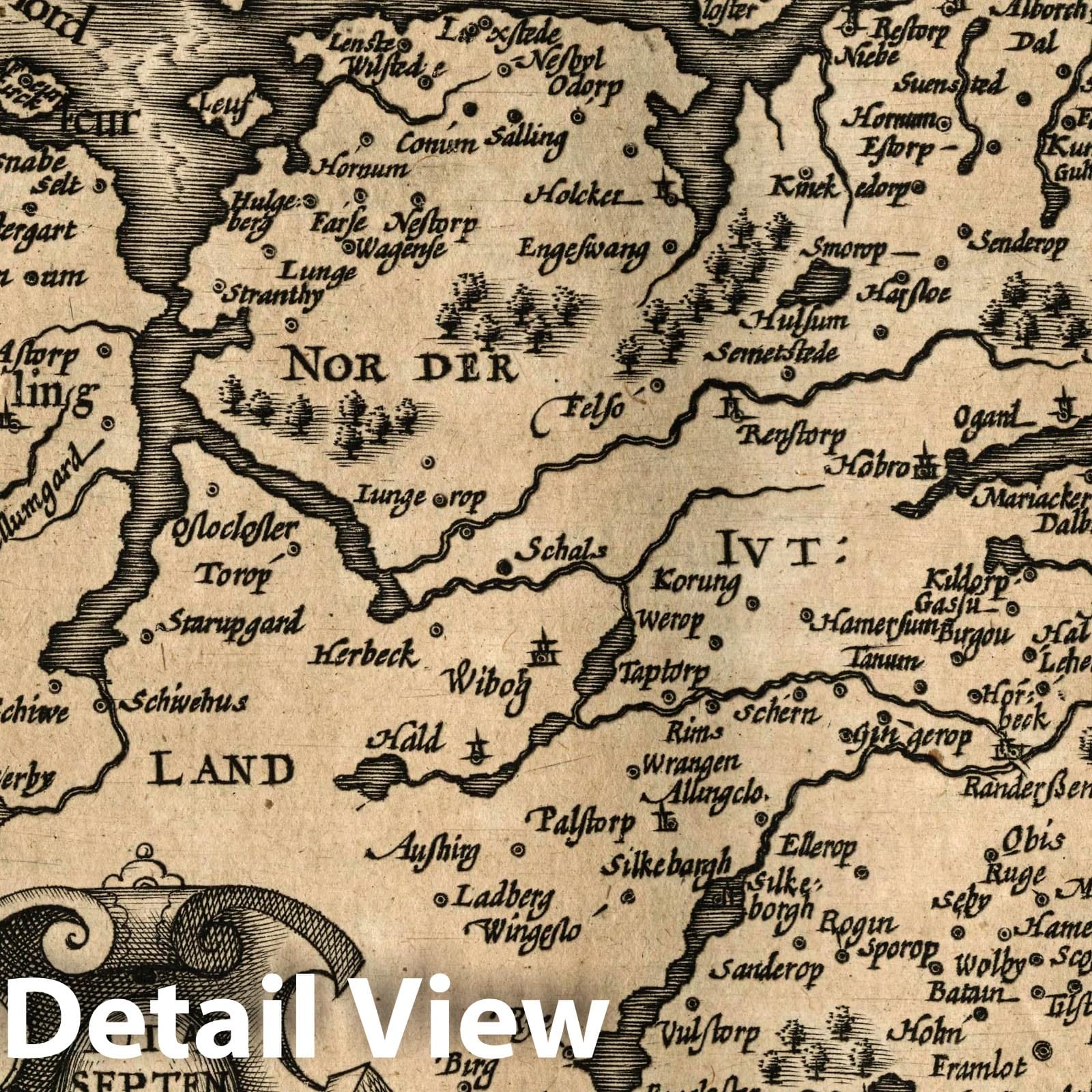 Northern Jutland - River Map, 1607 - Historical Map Print