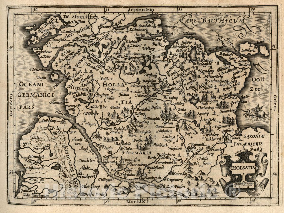 Historic Map : Holsatia. (to accompany) Atlas Minor Gerardi Mercatoris, 1607 Atlas - Vintage Wall Art