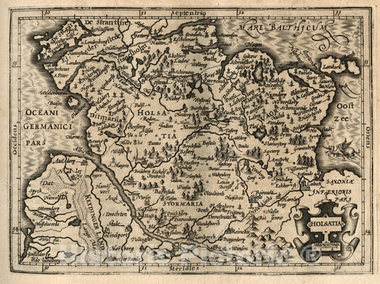 Historic Map : Holsatia. (to accompany) Atlas Minor Gerardi Mercatoris, 1607 Atlas - Vintage Wall Art