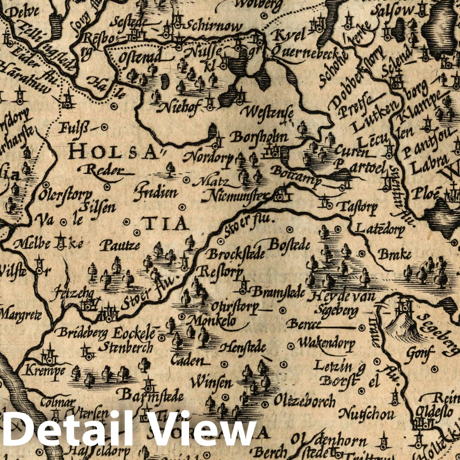 Holstein - River Map, 1607 - Historical Map Print