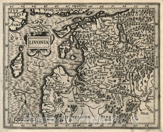 Historic Map : Livonia. (to accompany) Atlas Minor Gerardi Mercatoris, 1607 Atlas - Vintage Wall Art