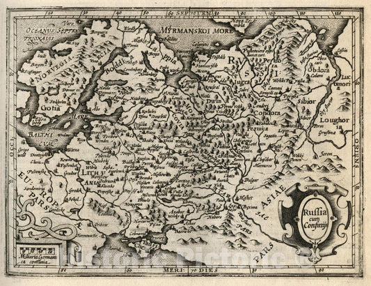 Historic Map : Russia Cum Confinijs. (to accompany) Atlas Minor Gerardi Mercatoris, 1607 Atlas - Vintage Wall Art