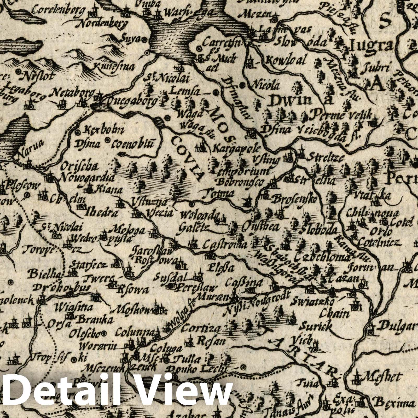 Russia - River Map, 1607 - Historical Map Print from Atlas minor Gerardi Mercatoris