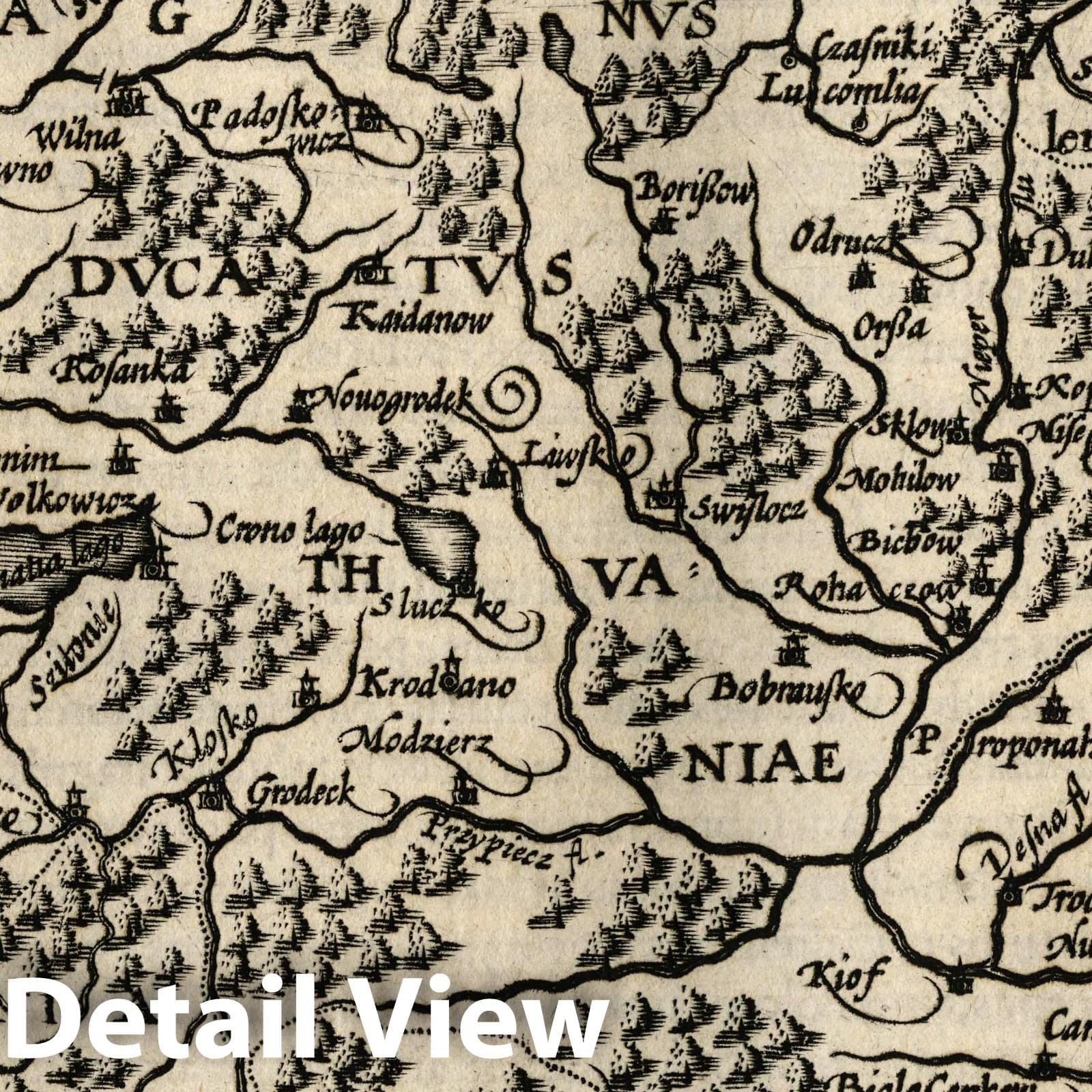 Lithuania - River Map, 1607 - Historical Map Print