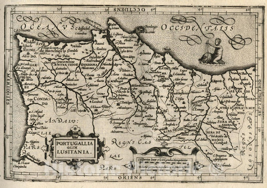 Historic Map : Portugal, Portugallia olim Lusitania. (to accompany) Atlas Minor Gerardi Mercatoris, 1607 Atlas , Vintage Wall Art