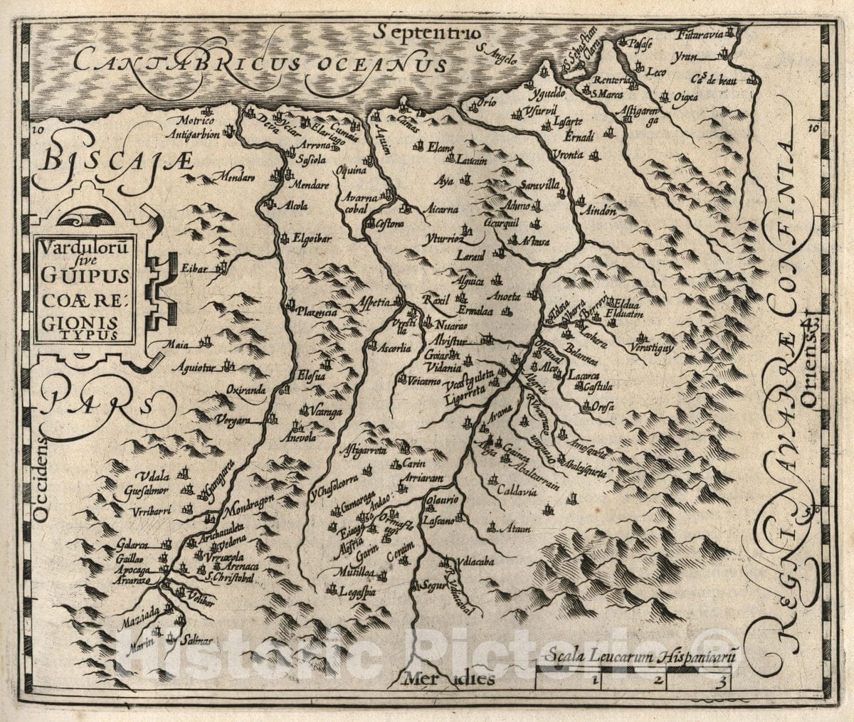 Historic Map : Spain, Varduloru sive Guipuscoae Regionis Typus, 1607 Atlas , Vintage Wall Art