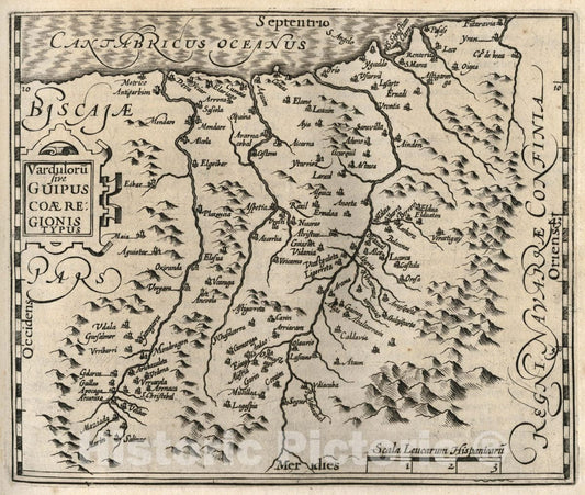 Historic Map : Spain, Varduloru sive Guipuscoae Regionis Typus, 1607 Atlas , Vintage Wall Art