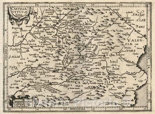Historic Map : Spain, Castilia Vetus et Nova. (to accompany) Atlas Minor Gerardi Mercatoris, 1607 Atlas , Vintage Wall Art