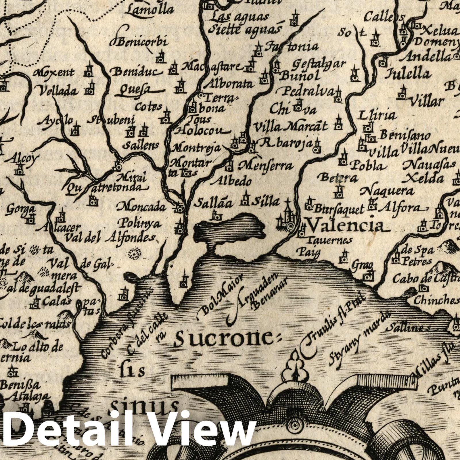 Valencia - River Map, 1607 - Historical Map Print