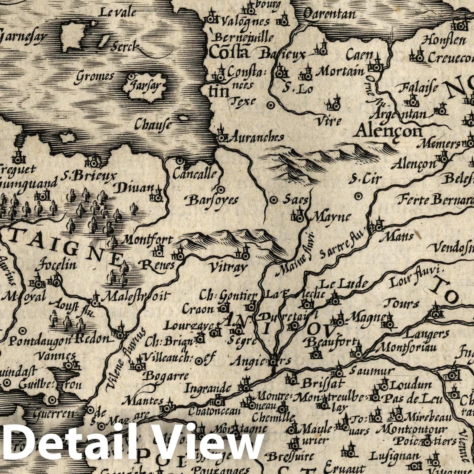 Brittany and Normandy - River Map, 1607 - Historical Map Reproduction