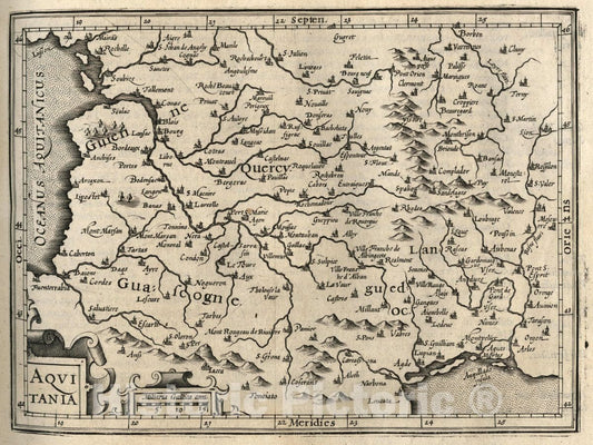 Historic Map : Aqvitania. (to accompany) Atlas Minor Gerardi Mercatoris, 1607 Atlas - Vintage Wall Art