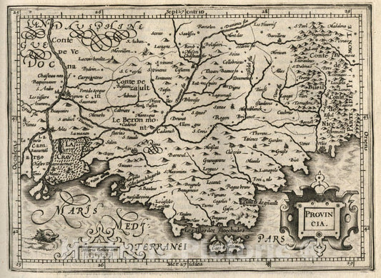 Historic Map : France, Provinica. (to accompany) Atlas Minor Gerardi Mercatoris, 1607 Atlas , Vintage Wall Art