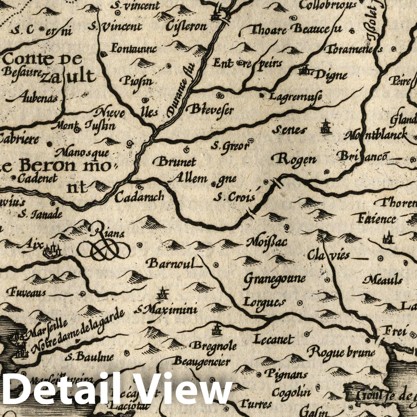 Provence - River Map, 1607 - Historical Map Print