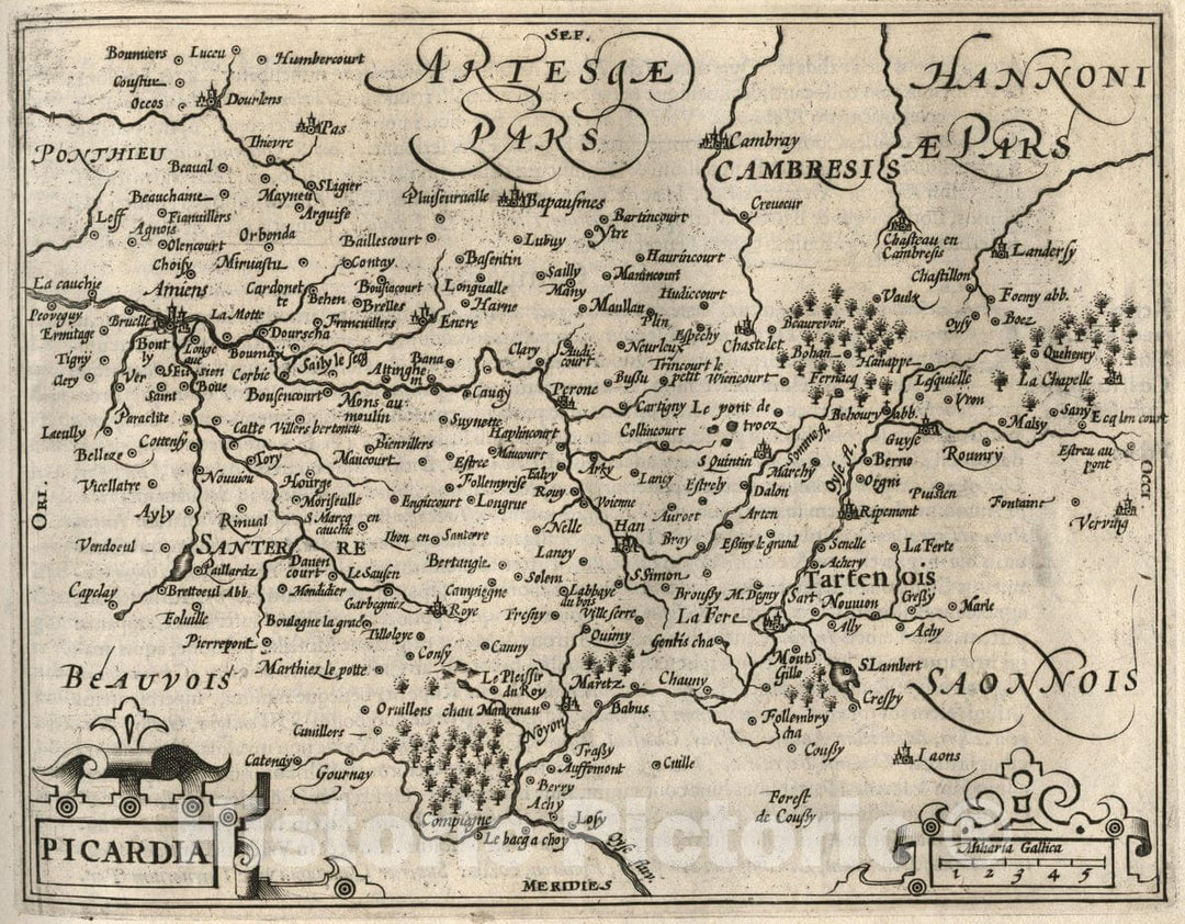 Historic Map : France, Picardia. (to accompany) Atlas Minor Gerardi Mercatoris, 1607 Atlas , Vintage Wall Art