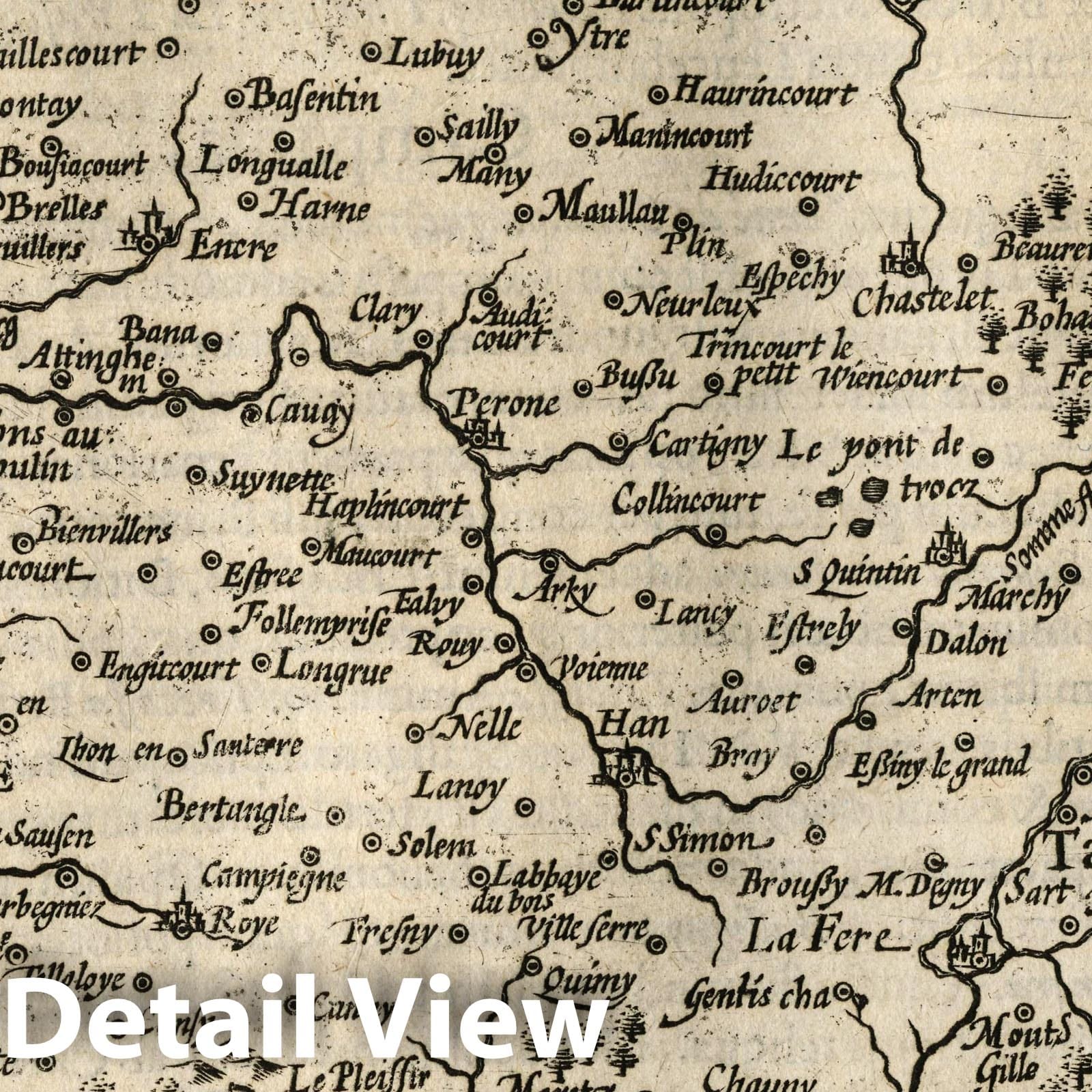 Picardy - River Map, 1607 - Historical Map Print