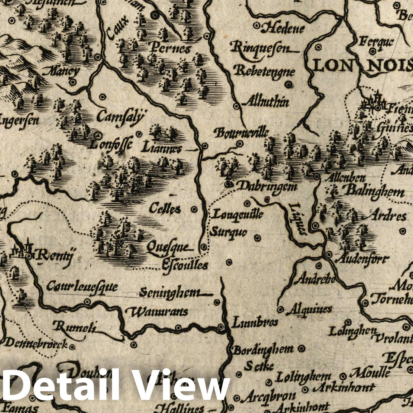 Boulogne - River Map, 1607 - Historical Map Print