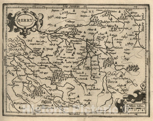 Historic Map : Berry. (to accompany) Atlas Minor Gerardi Mercatoris, 1607 Atlas - Vintage Wall Art