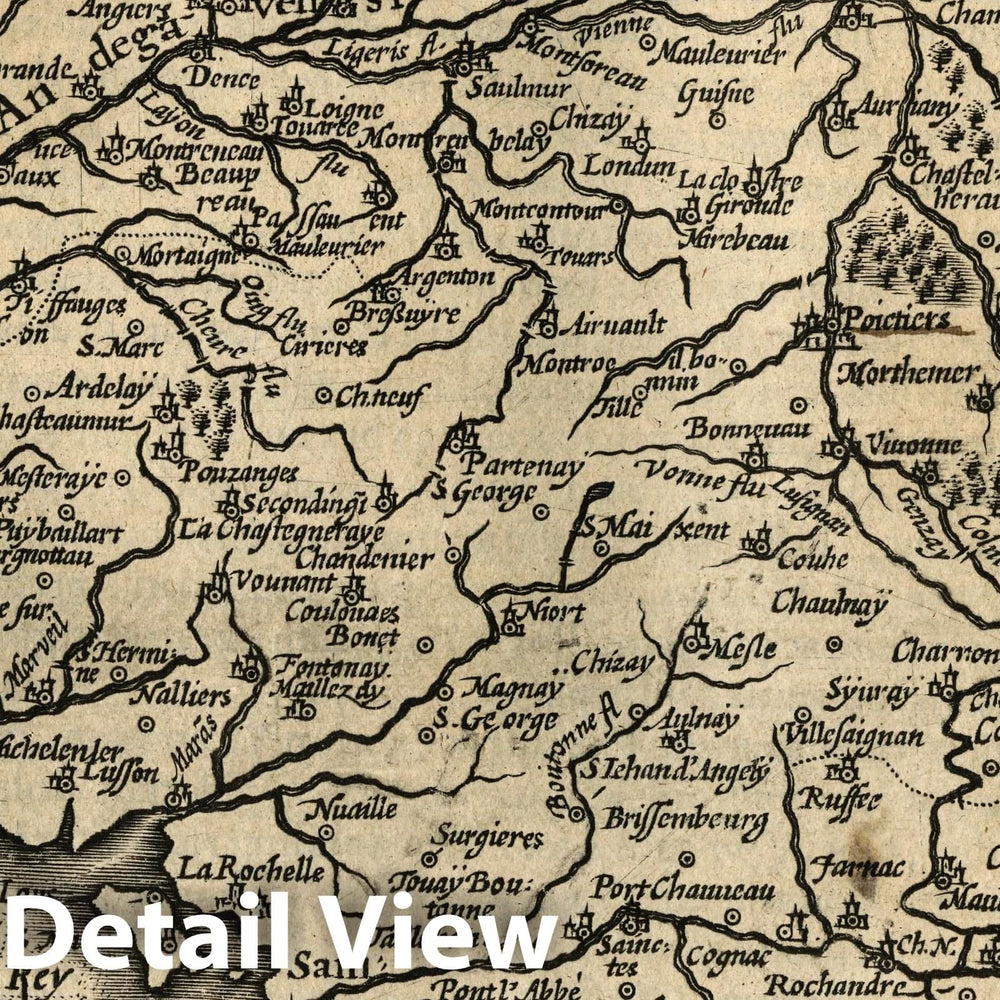 Historic Map : France, Poictou. (to accompany) Atlas Minor Gerardi Mercatoris, 1607 Atlas , Vintage Wall Art
