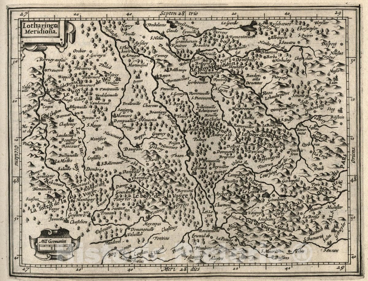 Historic Map : Lotharingia Meridiona. (to accompany) Atlas Minor Gerardi Mercatoris, 1607 Atlas - Vintage Wall Art